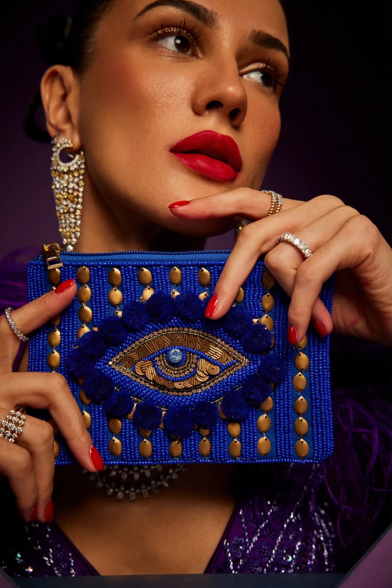 Evil Eye Pouch, Blue